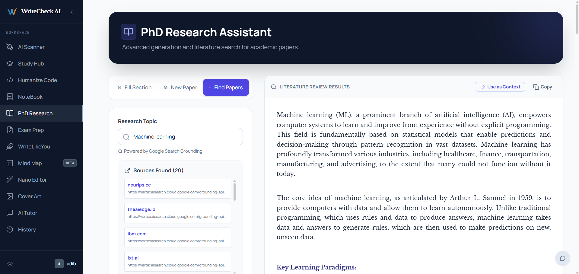 WriteCheck AI - Screenshot 2 showing product features and functionality