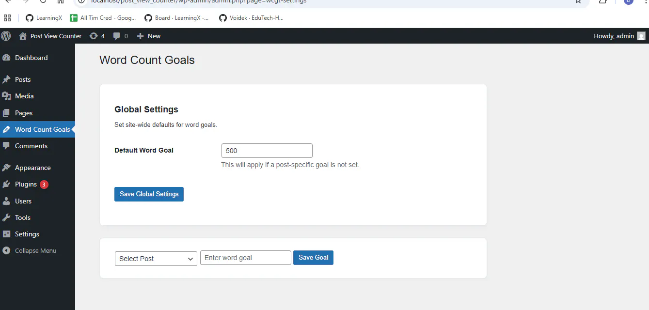 Word Count Goal Tracker for WordPress gallery image