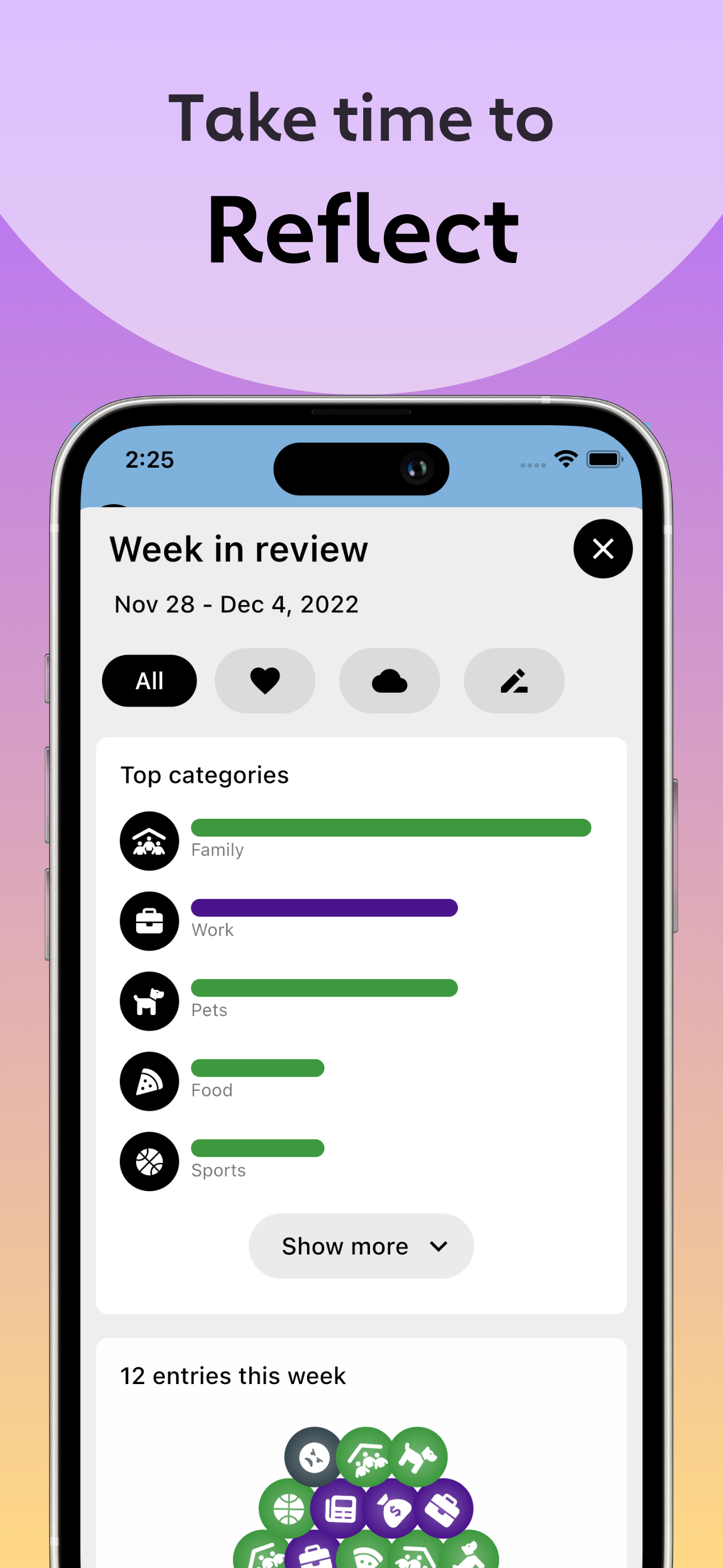 Mídia 4 de Momentory 2.0 - Grande atualização para o diário gratuito de gratidão e autocuidado
