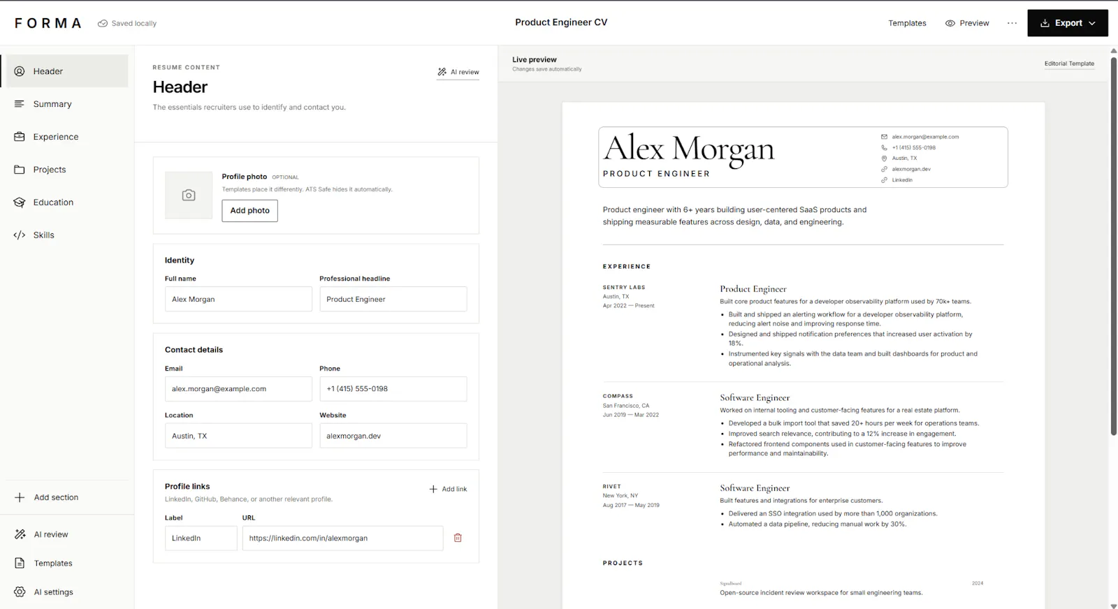 FORMA screenshot 3