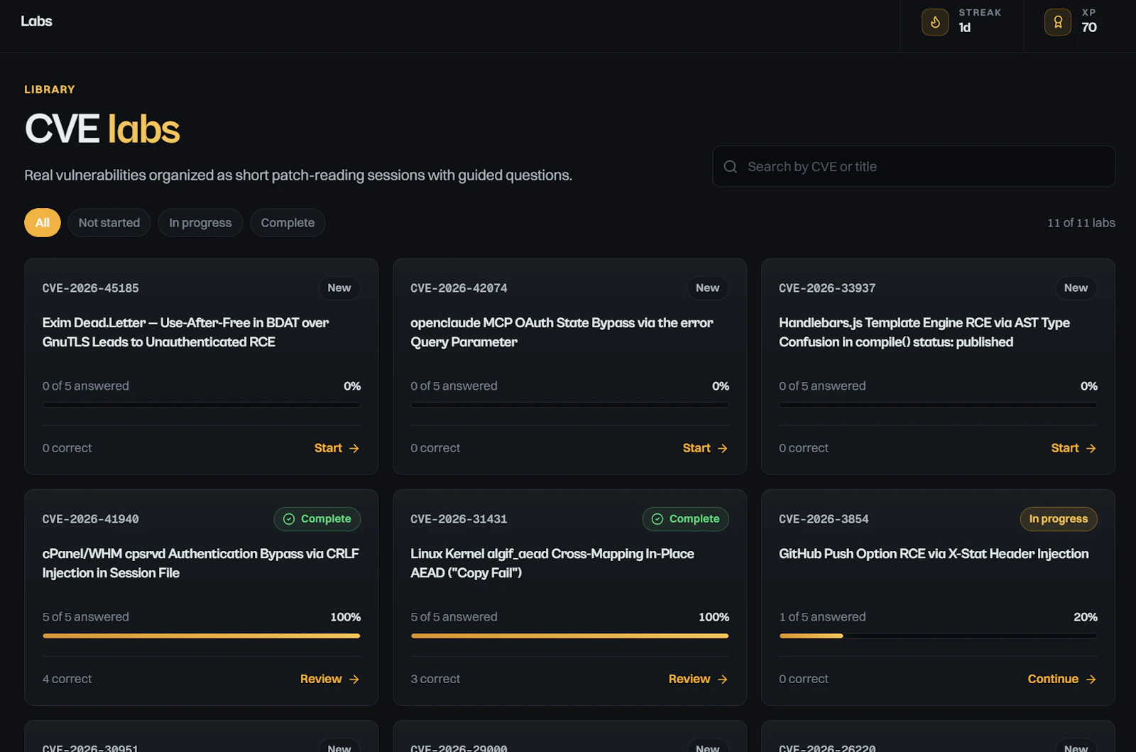CVE Playground screenshot 2