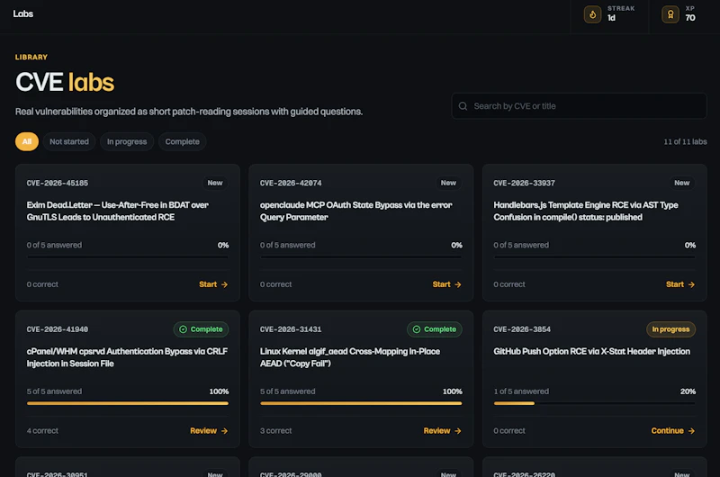 CVE Playground screenshot 2
