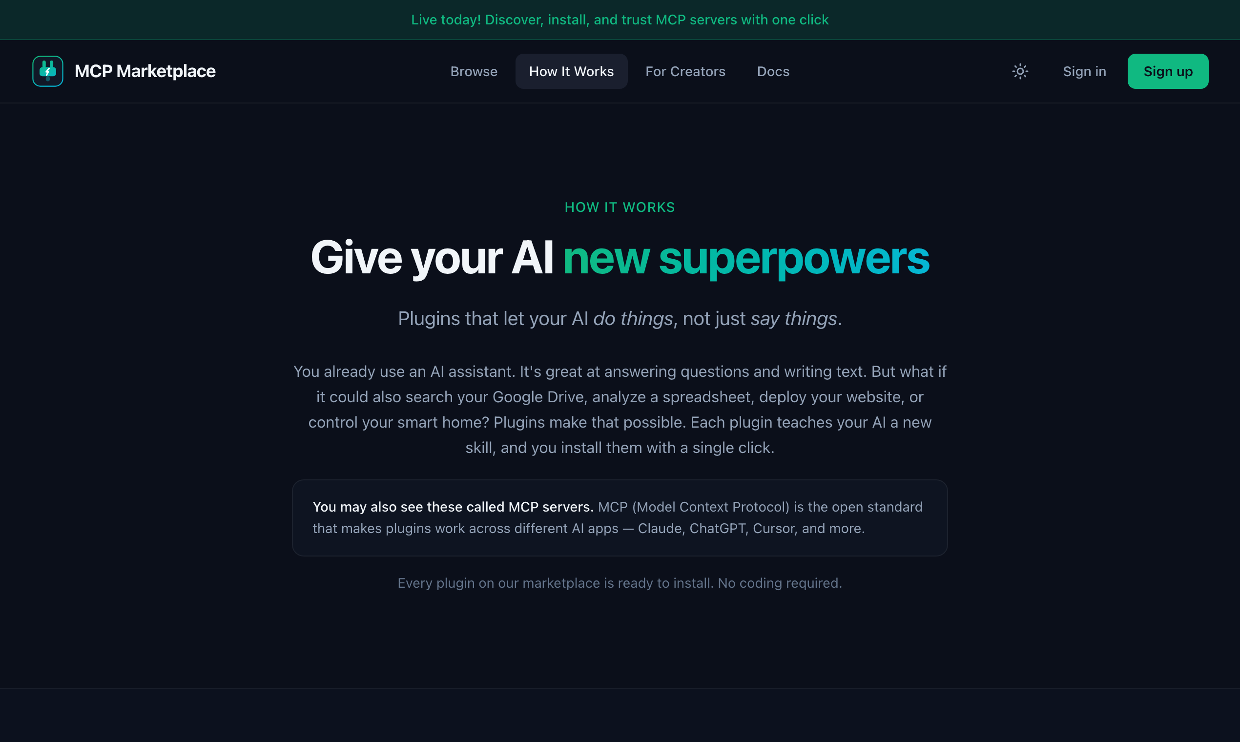 MCP Marketplace - Screenshot 5 showing product features and functionality