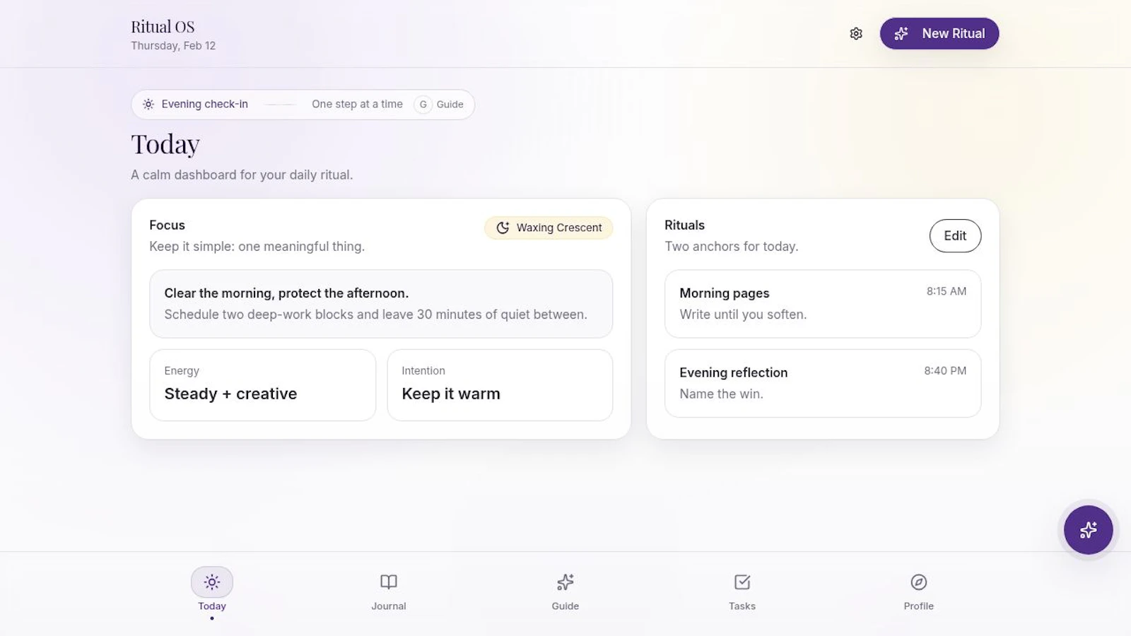 Ritual OS screenshot 1