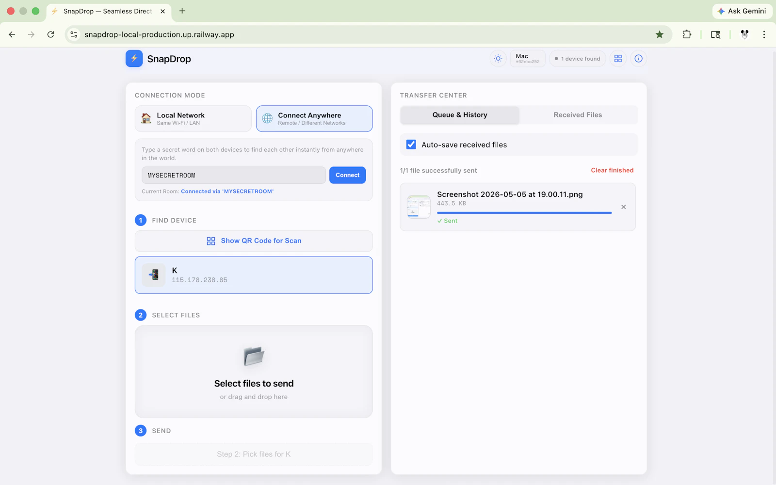SnapDrop — Seamless Direct Sharing screenshot 1