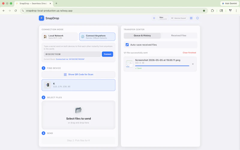 SnapDrop — Seamless Direct Sharing screenshot 1