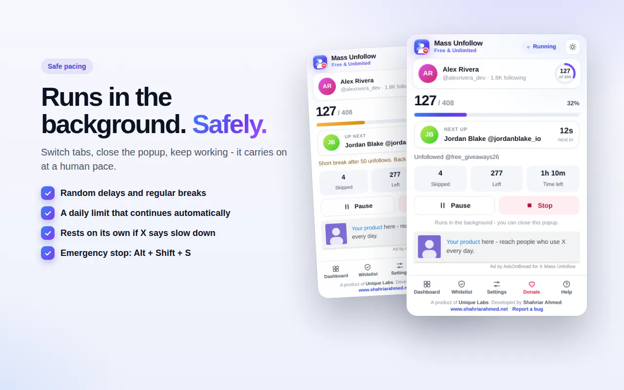 X (Twitter) Mass Unfollow Tool gallery image
