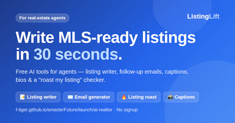 ListingLift — free AI tools for agents screenshot 1