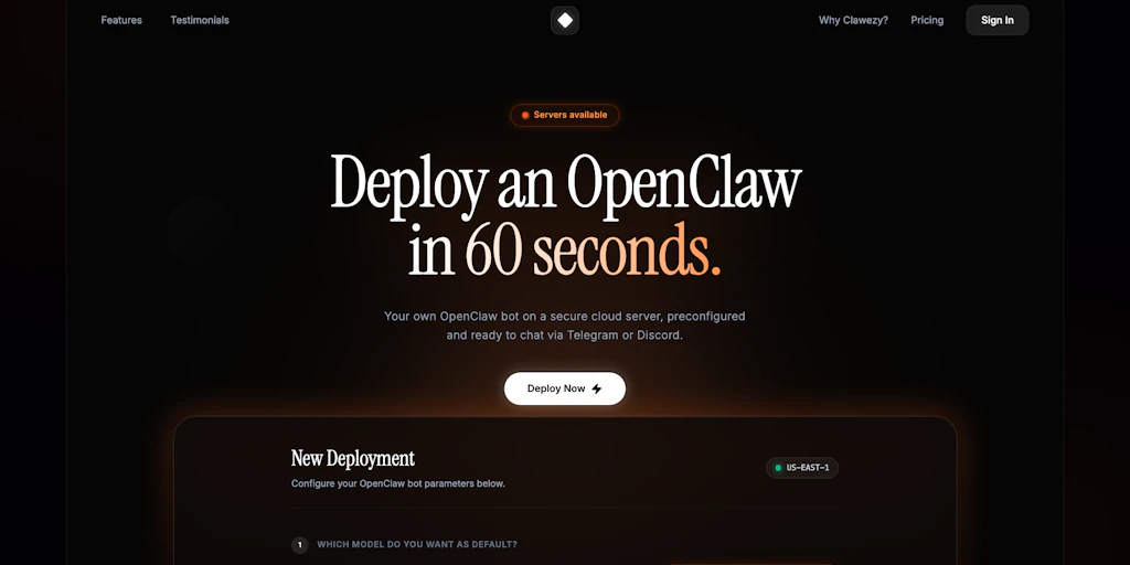 Clawezy:秒速部署自主OpenClaw AI代理伺服器