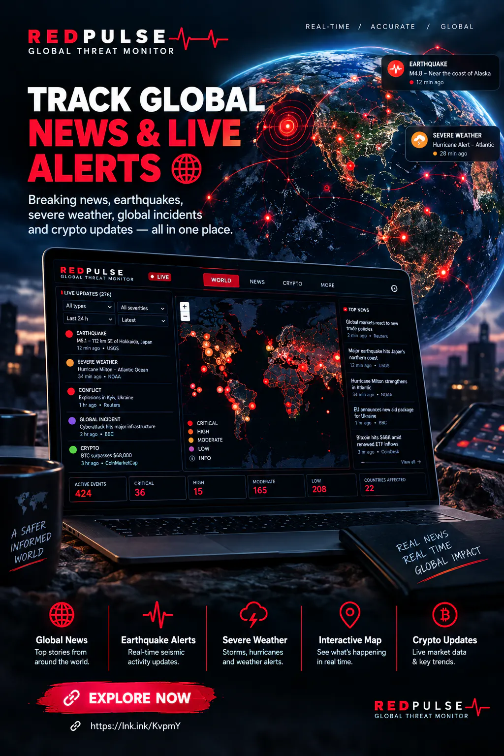 RedPulse - Global threat monitor gallery image