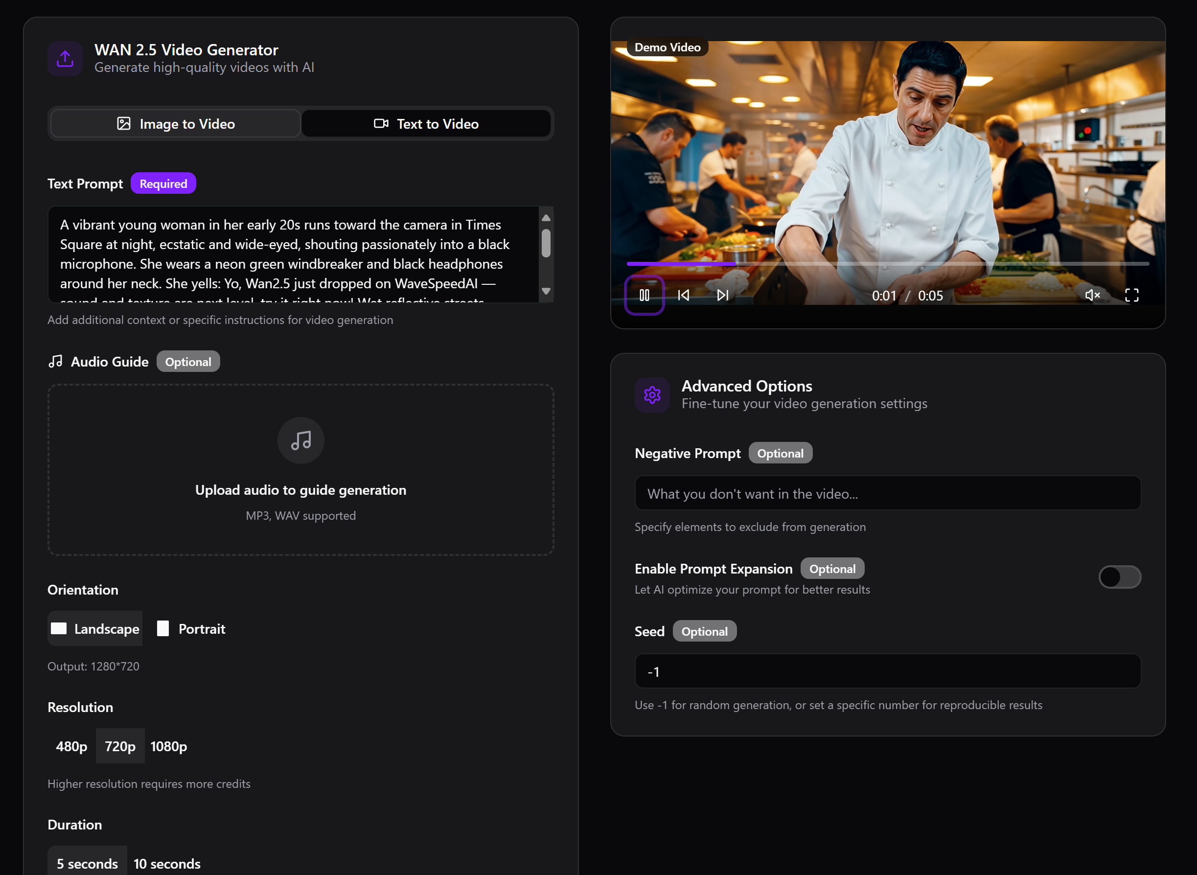 Média WAN 25 TOP AI - Générateur de vidéos avec 1080p et intégration audio 2