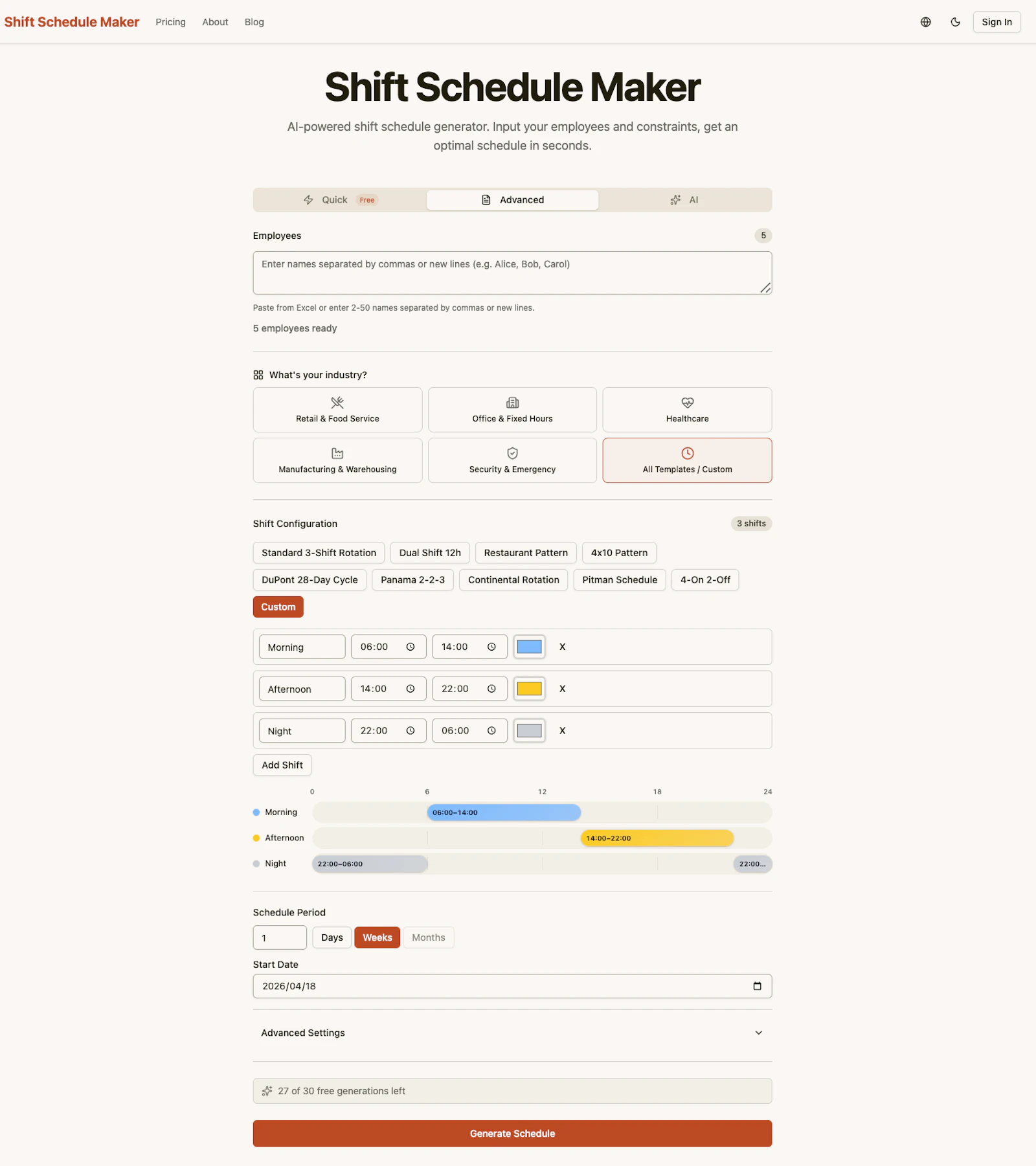 Shift Schedule Maker screenshot 1
