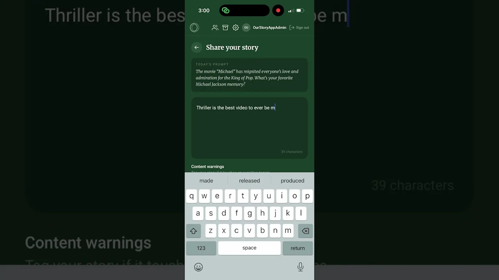 The OurStory App screenshot 1 (video preview)