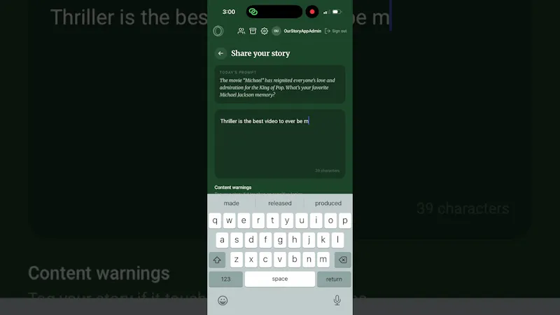 The OurStory App screenshot 1 (video preview)