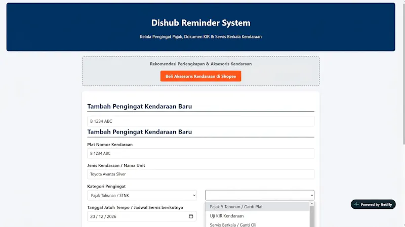 Dishub Reminder screenshot 1