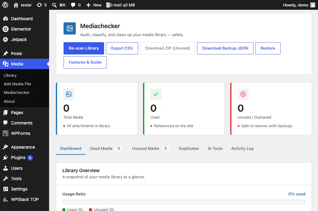 Mediachecker - Wordpress Plugin gallery image
