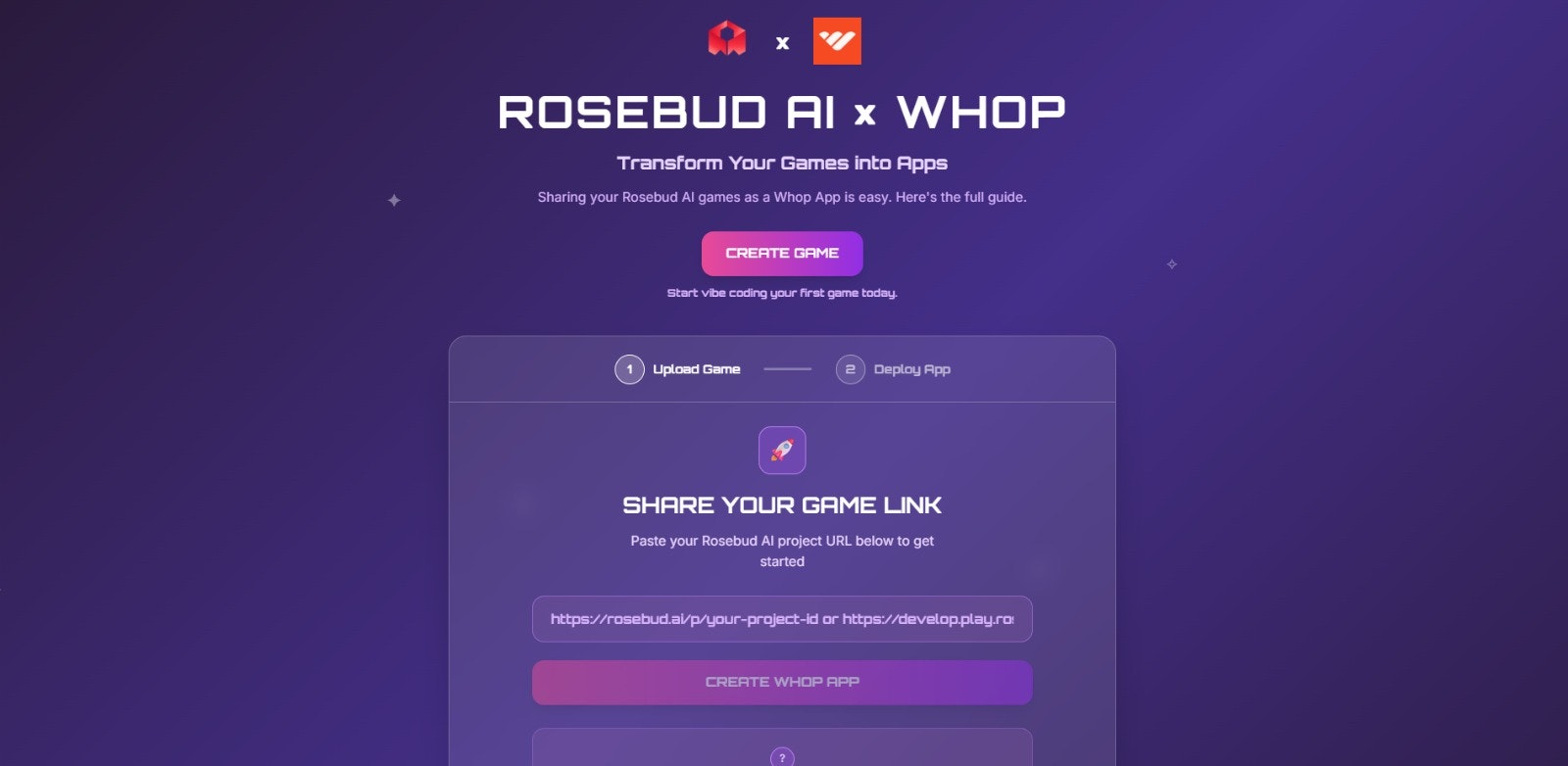 Rosebud Game to Whop App media 1