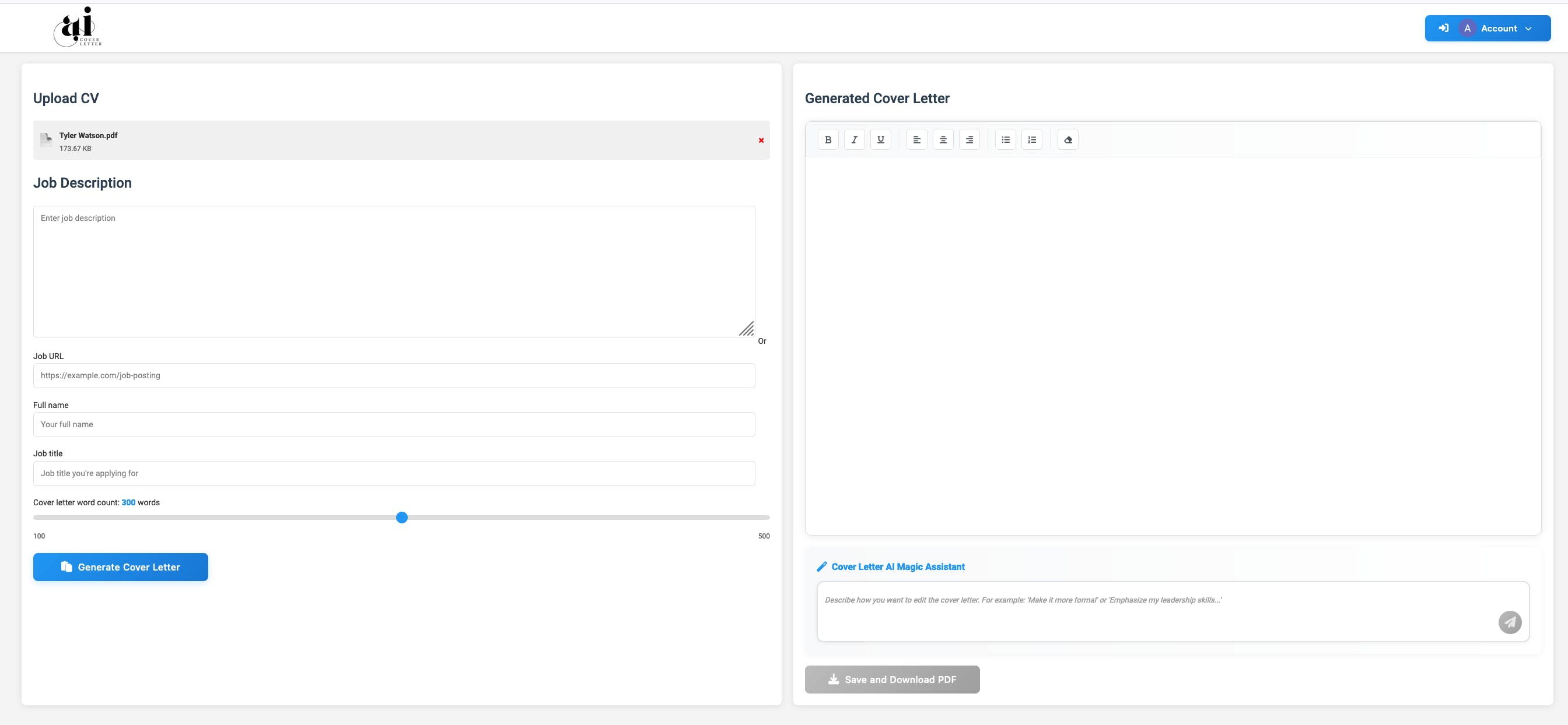 AI-Powered Cover Letter Generator media 1