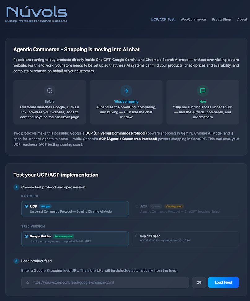 Núvols.app - Google UCP test - Screenshot 2 showing product features and functionality
