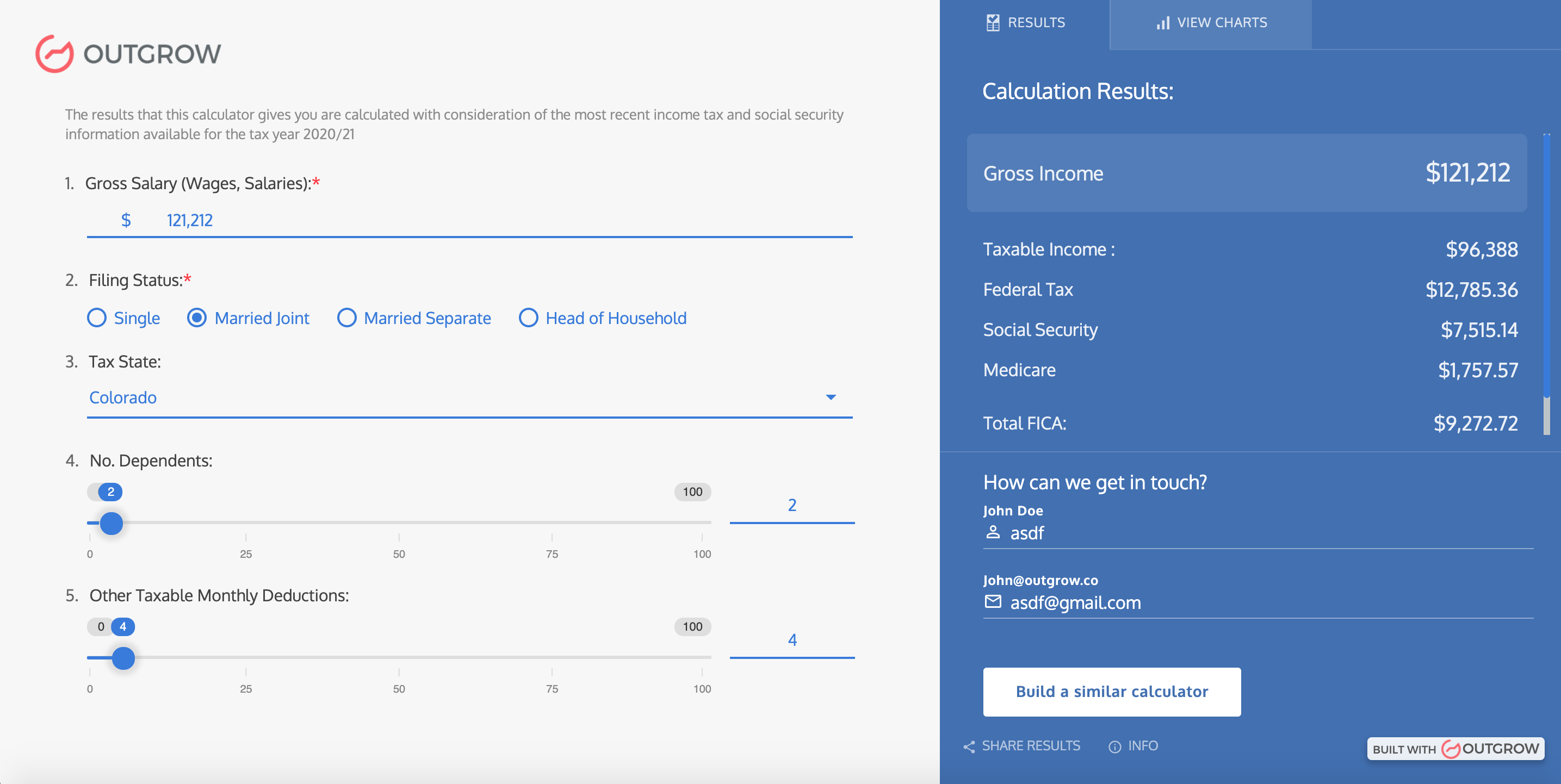US Income Tax Calculator 2020 gallery image