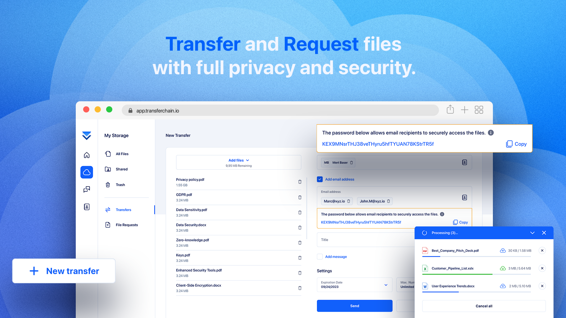 TransferChain Drive - Безопасное и частное облачное хранилище и обмен файлами медиа 4