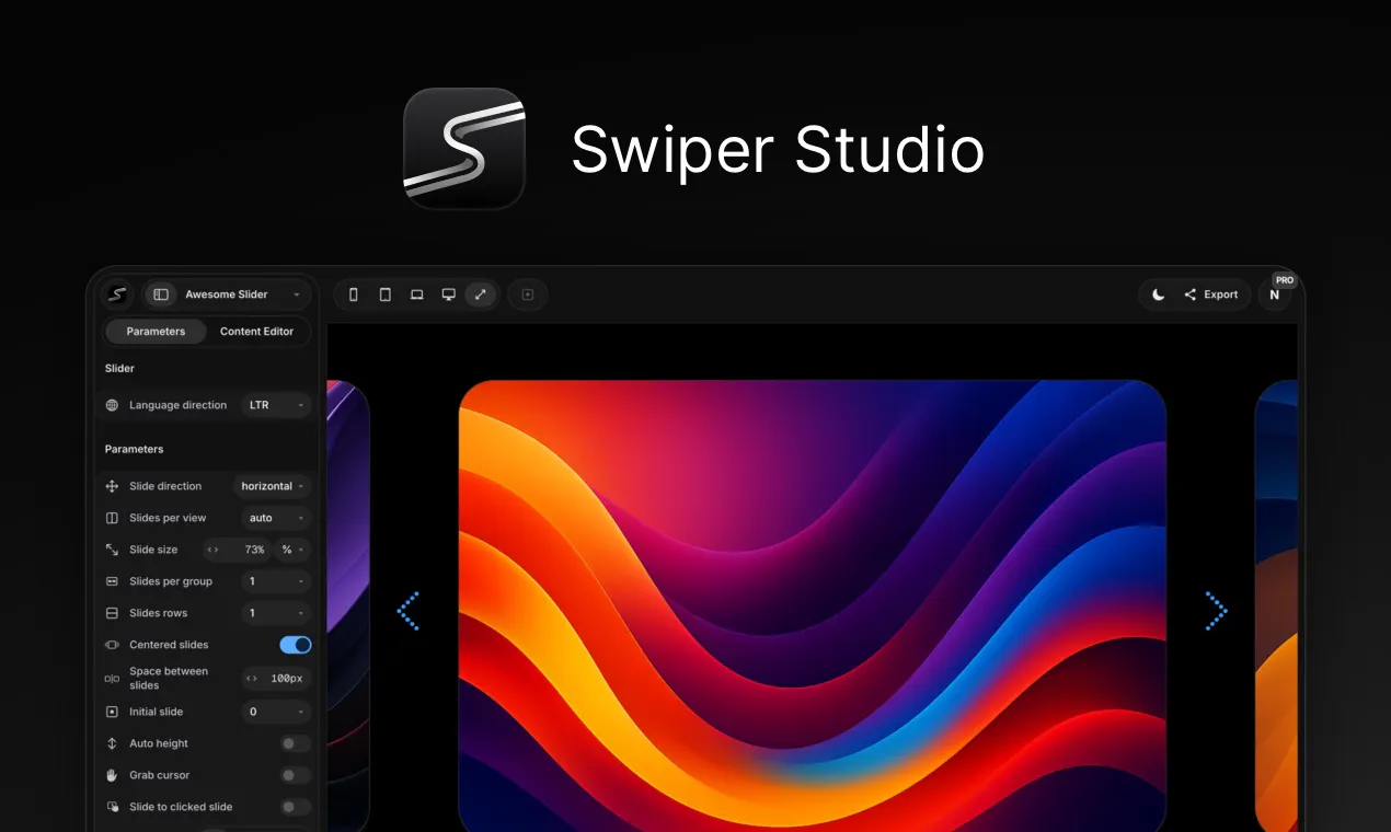 Swiper Studio V2 제품 배너