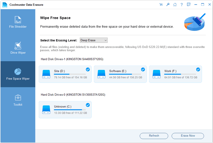 CoolMuster 데이터 삭제 - Windows 용 안정적인 데이터 와이프 소프트웨어 미디어 4