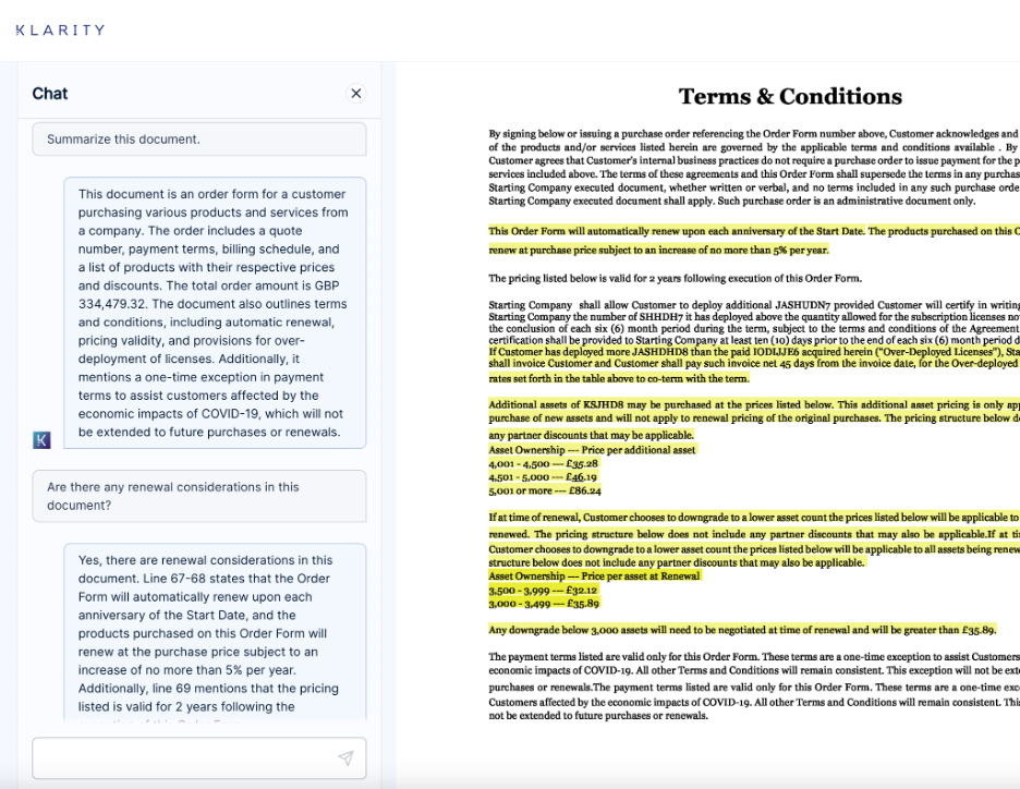 Klarity GPT-4 Doc Demo