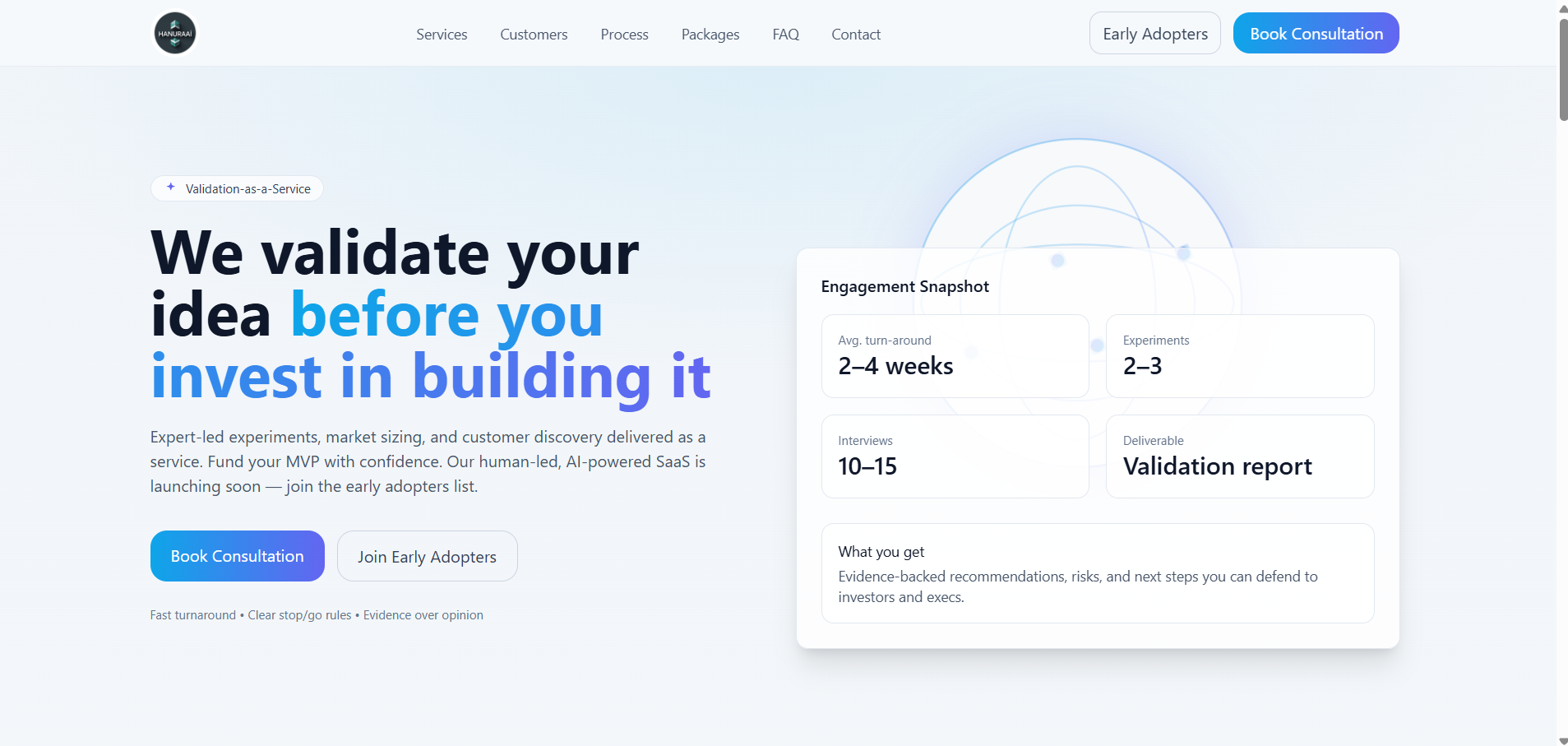 HanuraAI Beta - Main screenshot showing features and interface