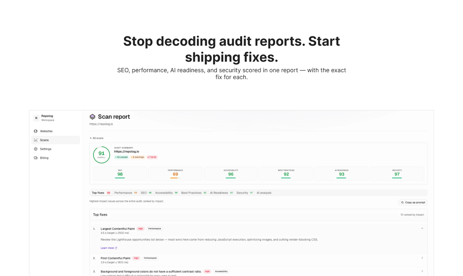 Repolog screenshot 1