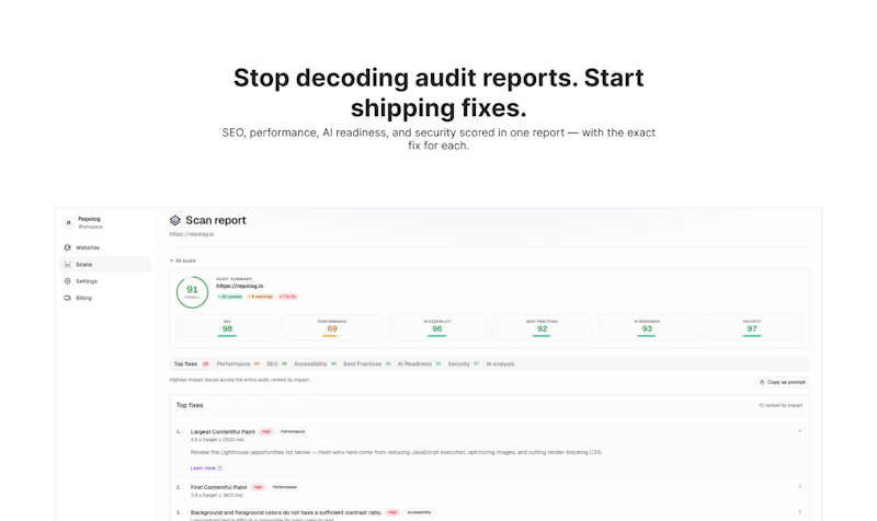 Repolog screenshot 1
