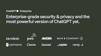 ChatGPT Enterprise ロゴを視覚的に表現したもので、洗練されたデザインとプロフェッショナルな美学を示しています。