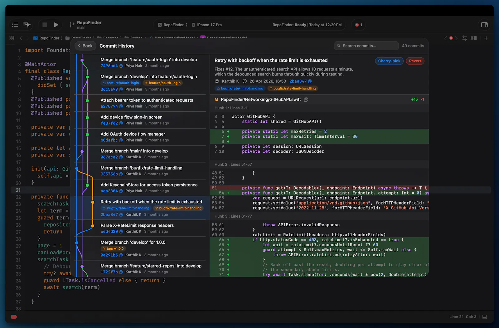 Gitwyn — Git for Xcode screenshot 2