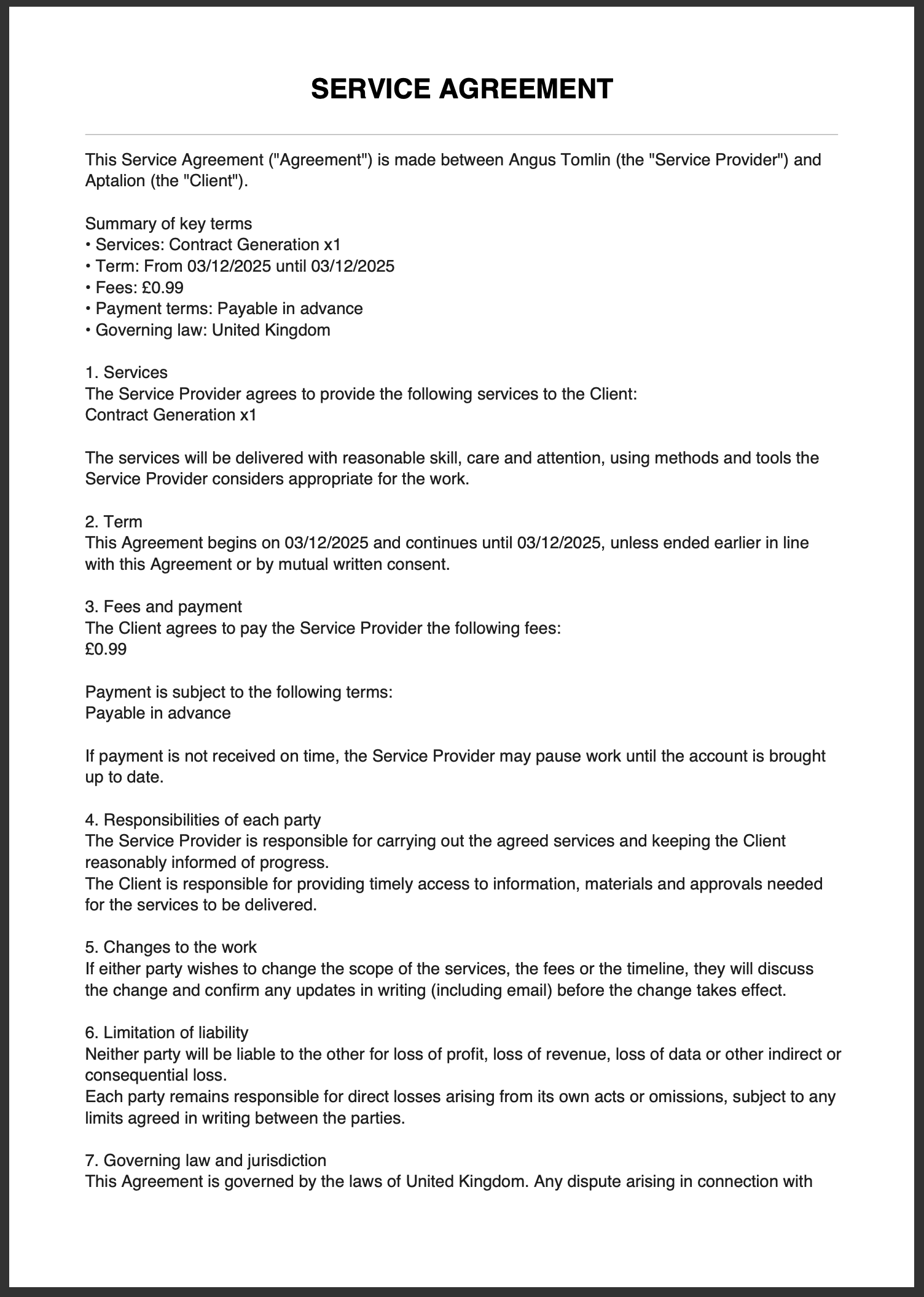 Aptalion Contract Maker - Screenshot 5 showing product features and functionality