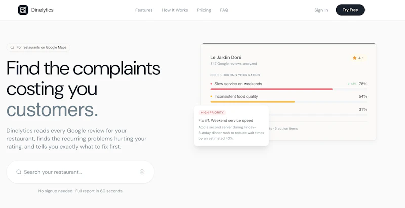Dinelytics screenshot 1