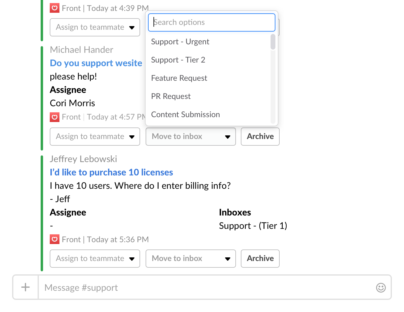 Slack Message Menus gallery image
