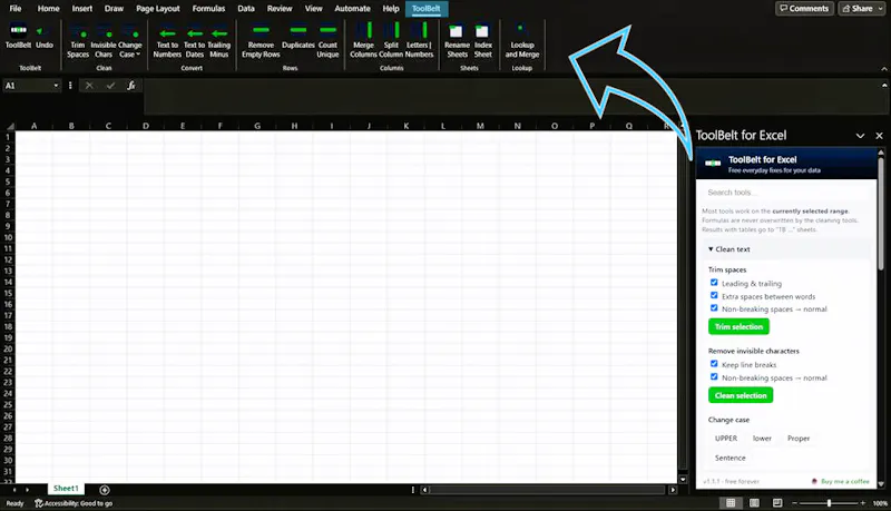 ToolBelt for Excel screenshot 1
