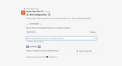Hacker News Slack Bot gallery image