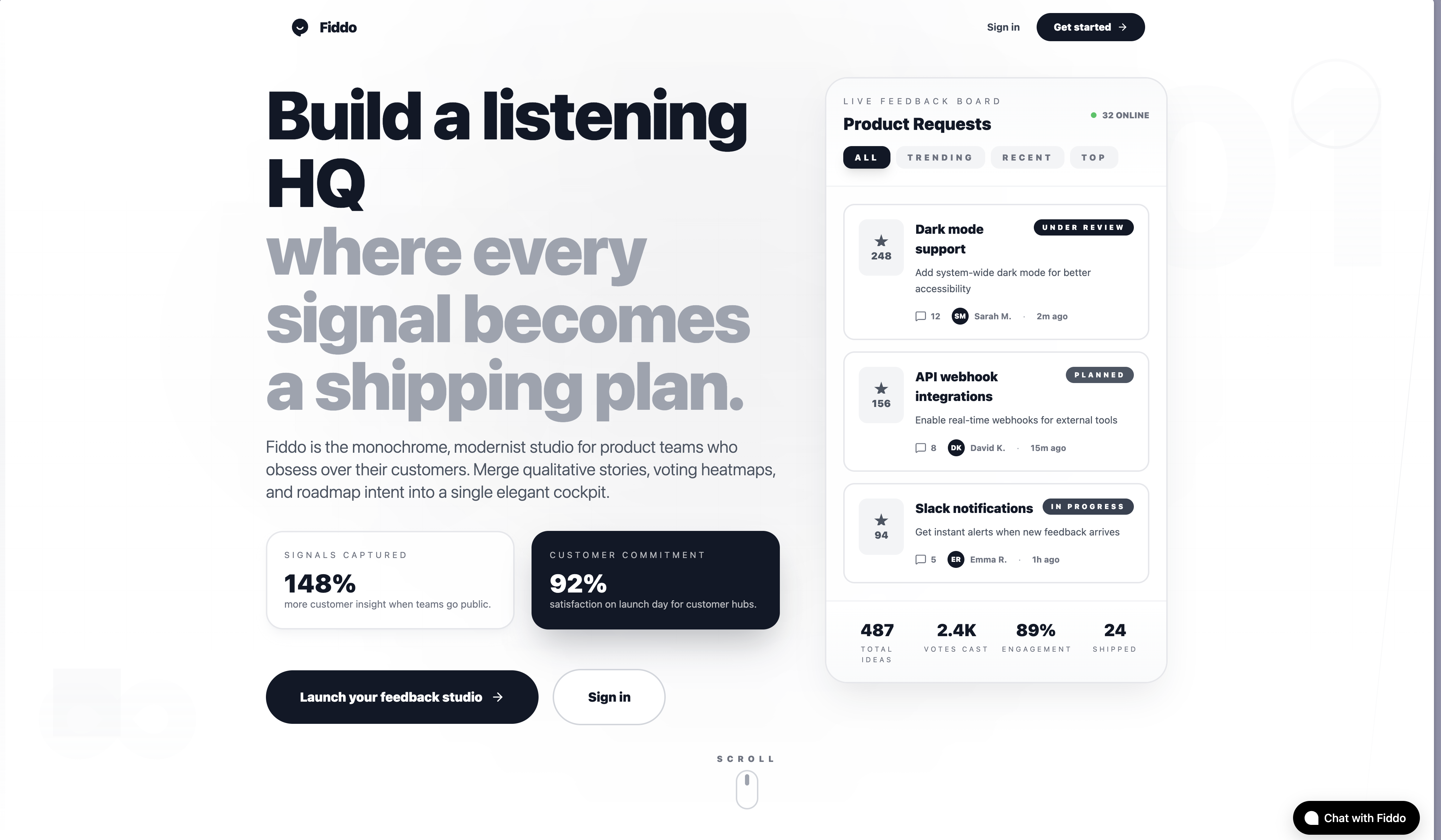Fiddo - Main product screenshot demonstrating key features and user interface
