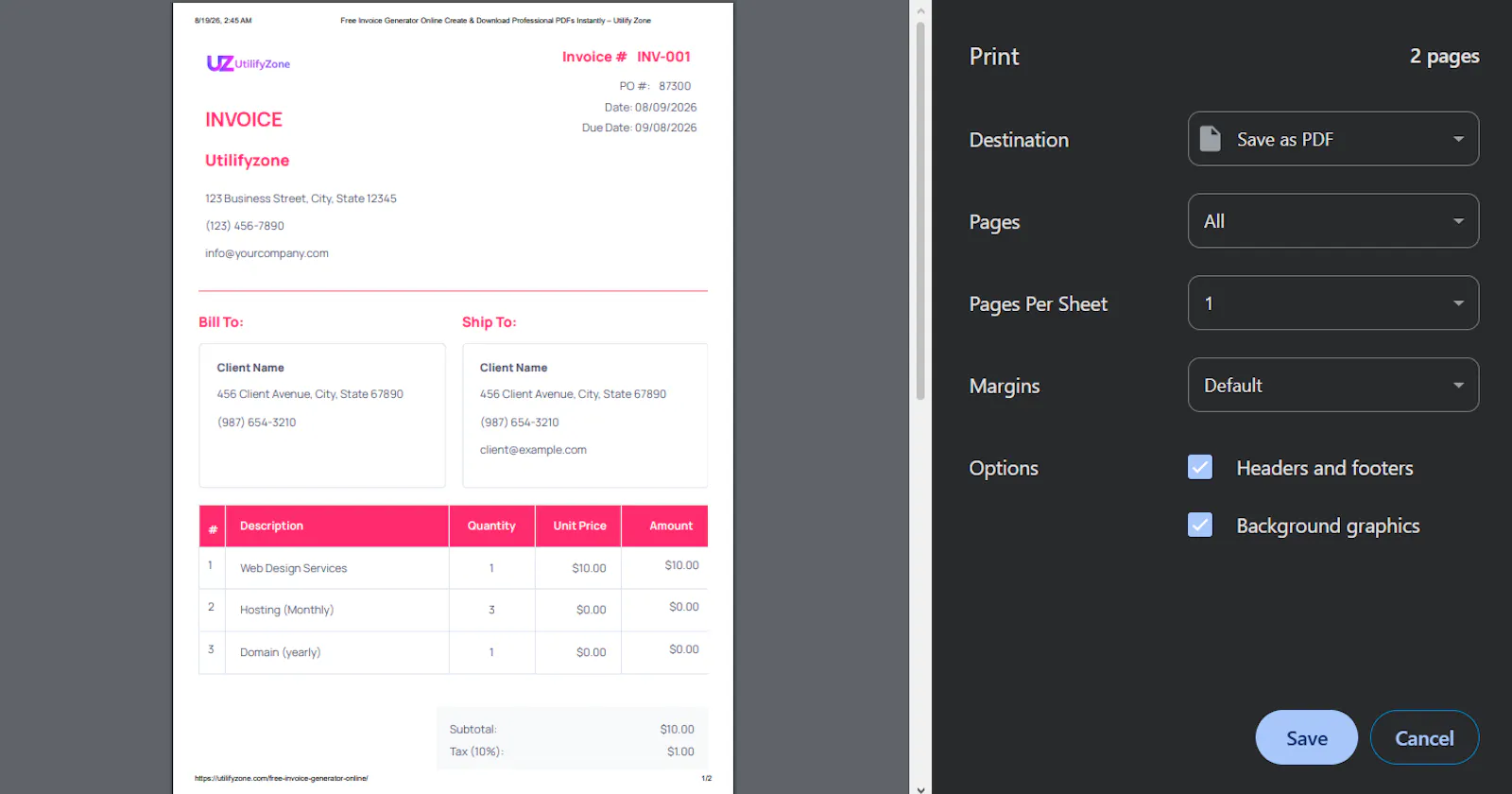 Free Invoice Generator by UtilifyZone screenshot 7