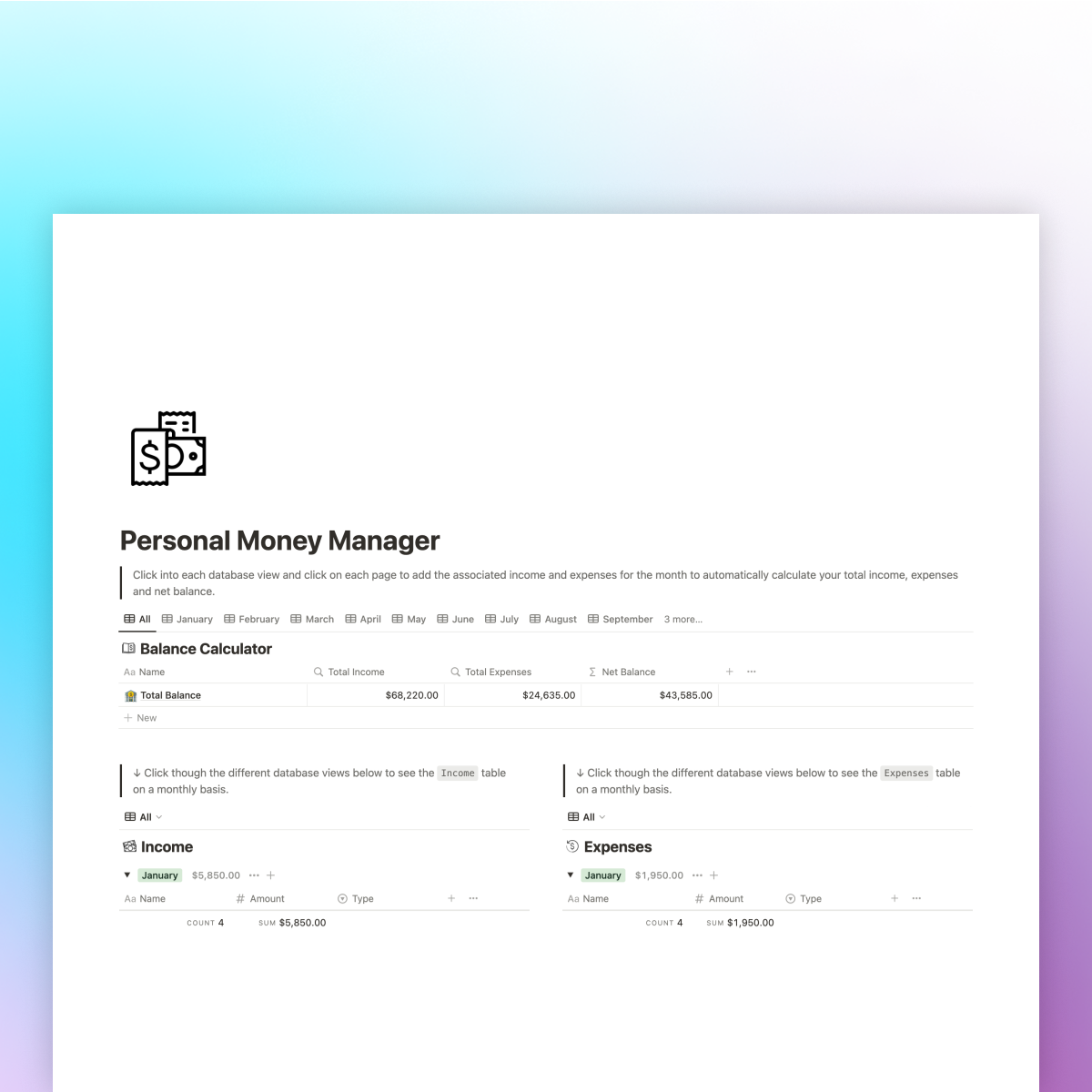 Administradora de dinero personal