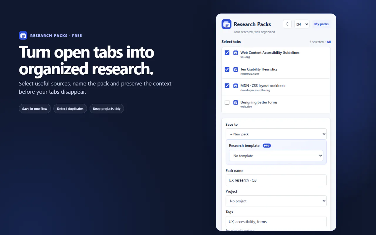 first Chrome tools - Research Packs gallery image