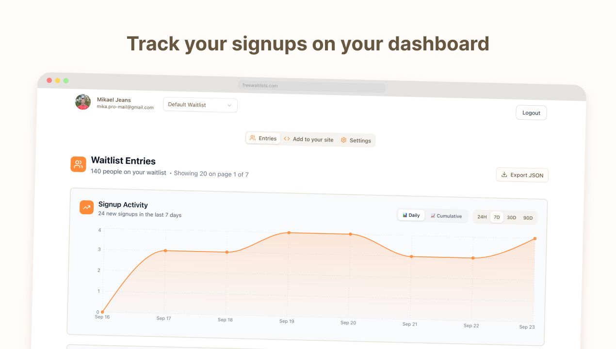 FreeWaitlists - Waitlist API & Widgets gallery image