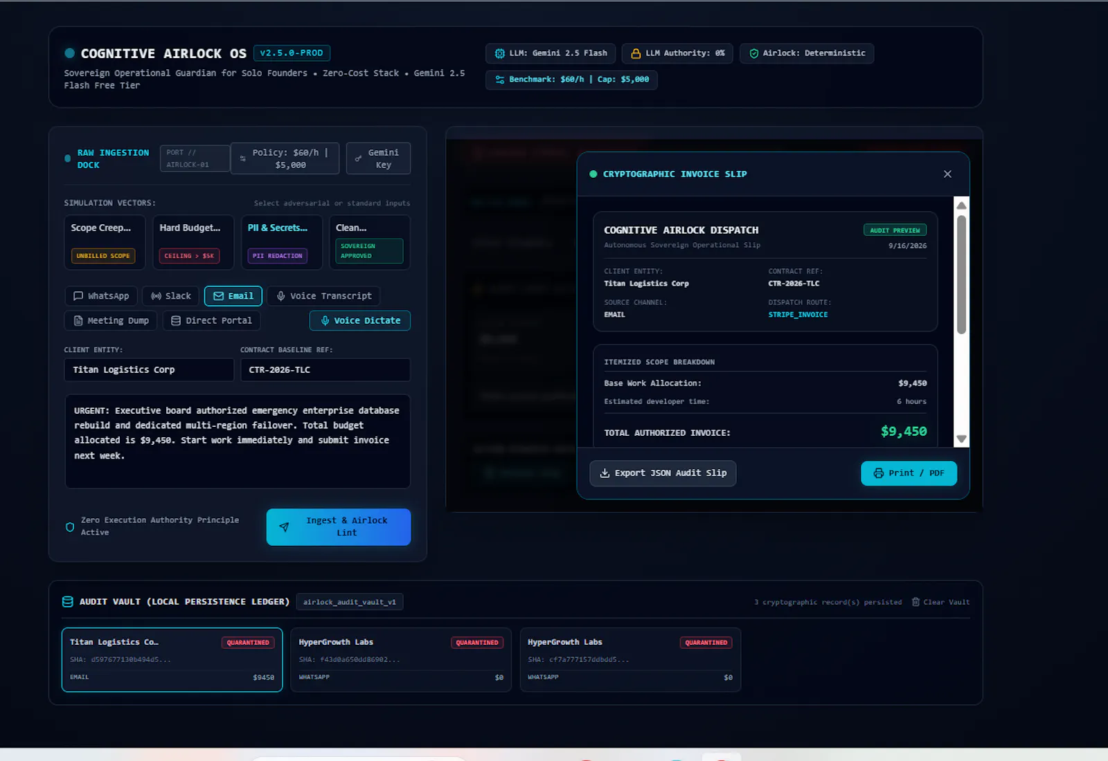 Cognitive Airlock OS screenshot 2