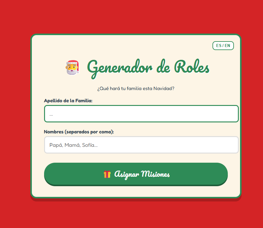 Family Role Generator - Main product screenshot demonstrating key features and user interface