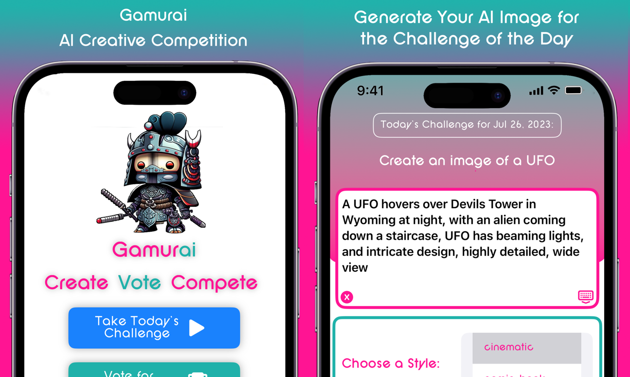 Gamurai - AI Creative Competition iPhone App Medien 1