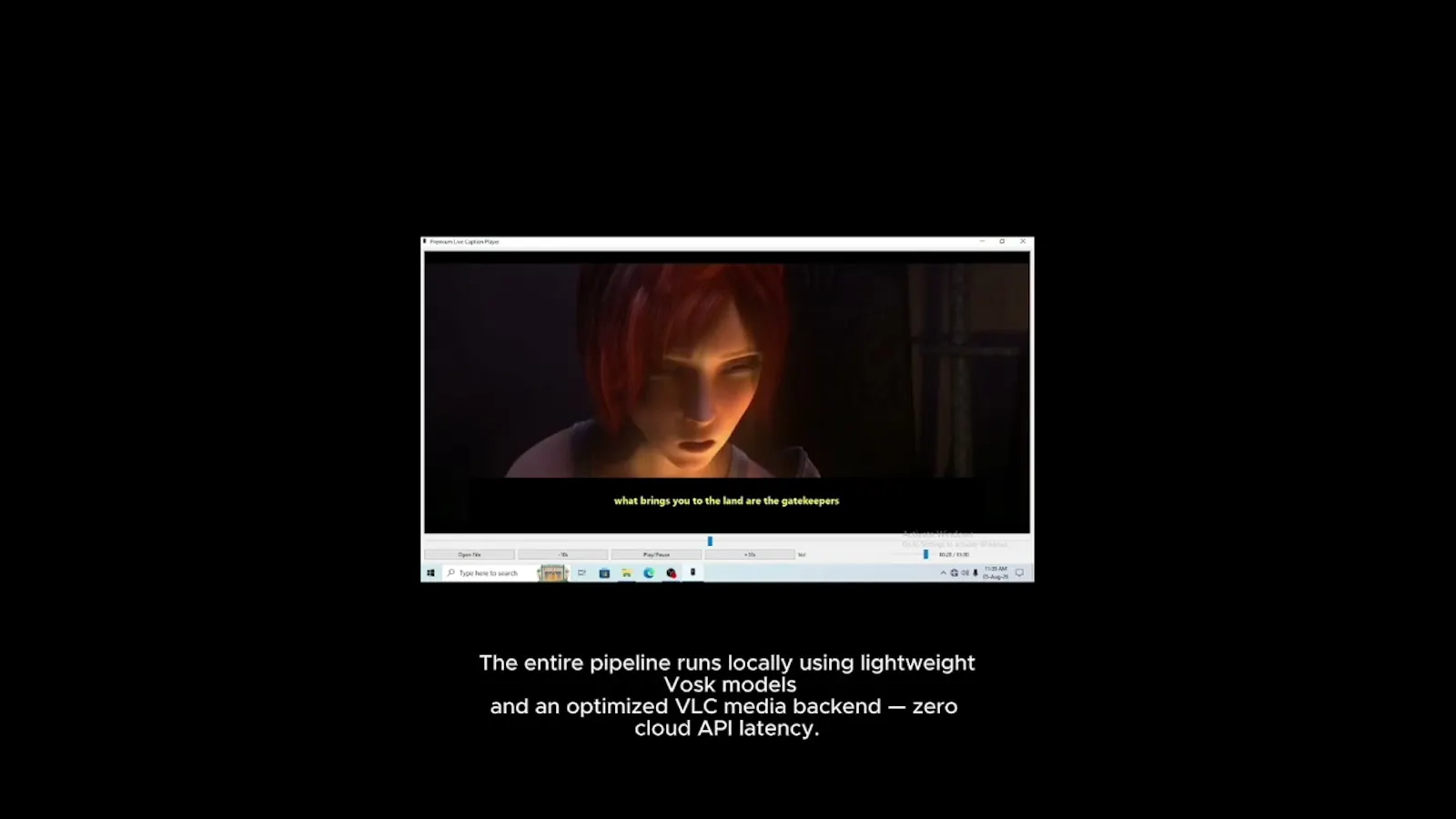 Live Caption Player screenshot 1 (video preview)