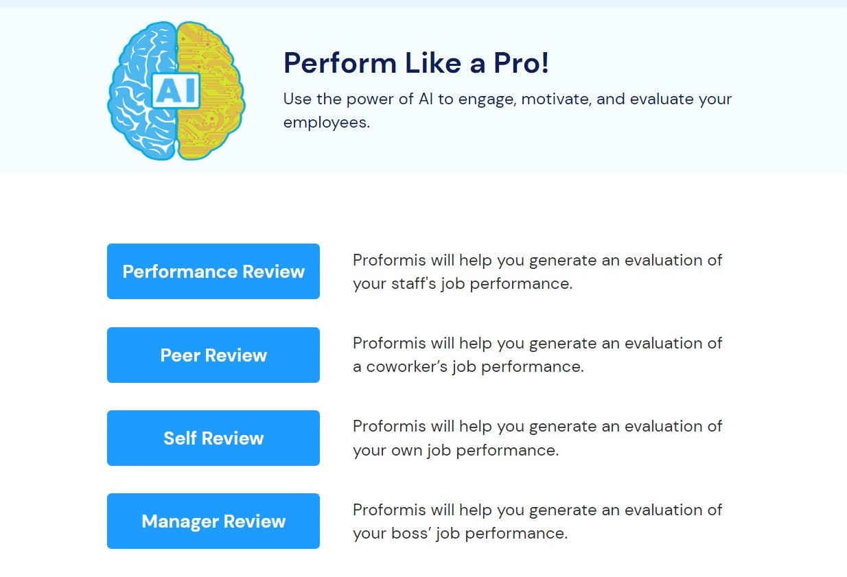 PROFormis ai - Schrijf betere prestatiebeoordelingen met AI media 2