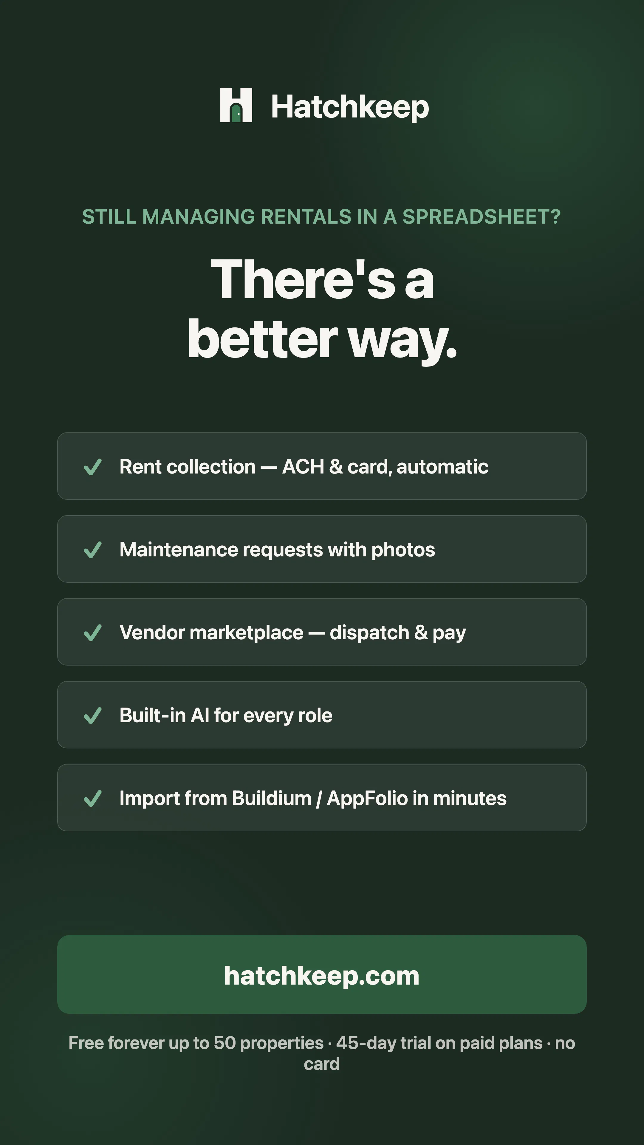 Hatchkeep — Free Property Management  gallery image