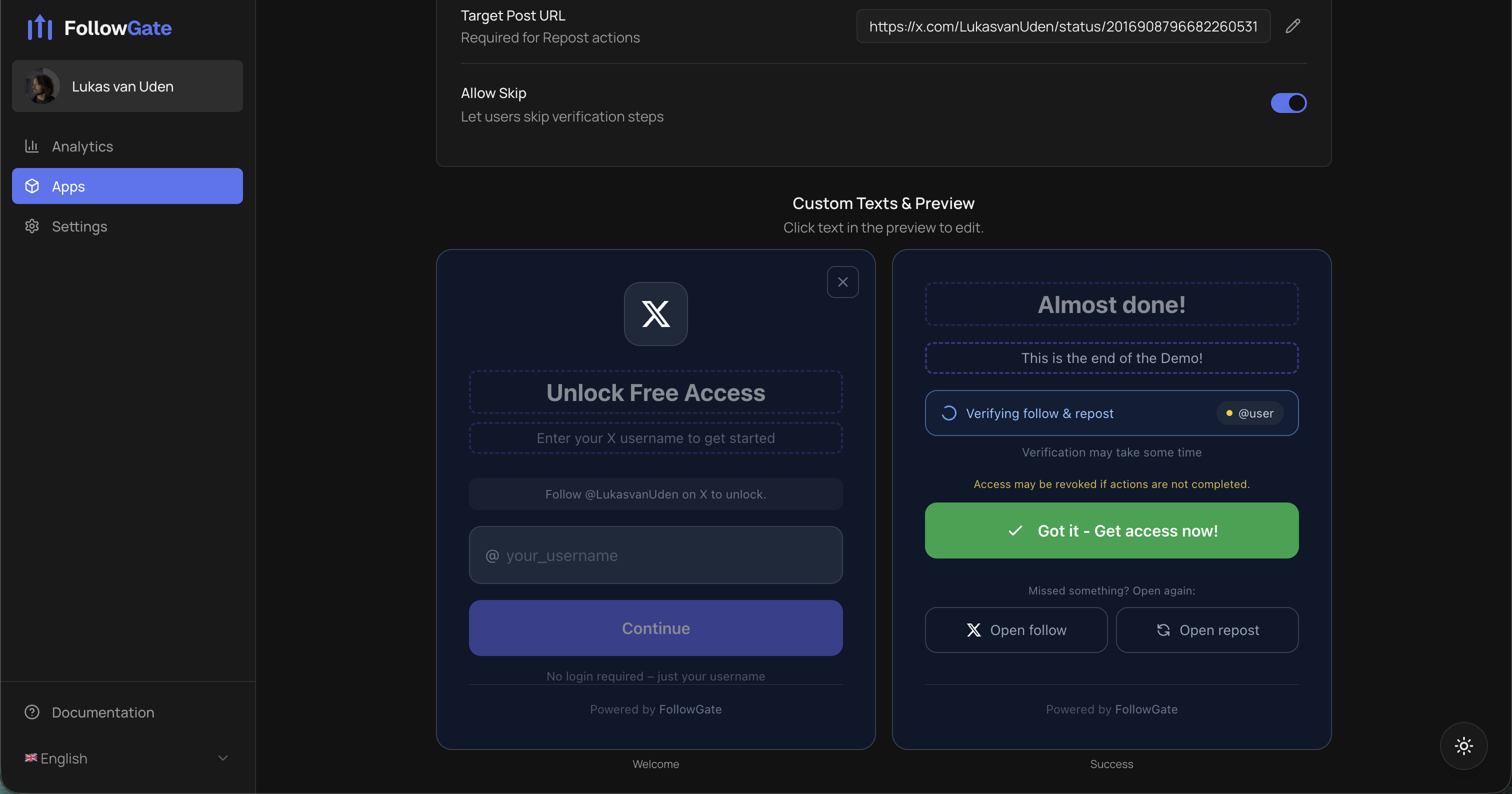 FollowGate - Screenshot 3 showing product features and functionality